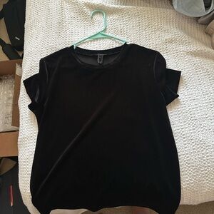 Forever21 Black Velvet Short Sleeve Top